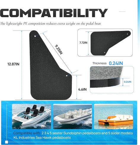 ALMULOO قارب الدفة مجداف الدفة متوافق مع 2 مقاعد Sundolphin 2 3 4 5 مقاعد و 5 منزلق Pedalboats KL Industries Sea Hawk Pedalboat Rudder Kit أسود بلاستيك PE in Kuwait