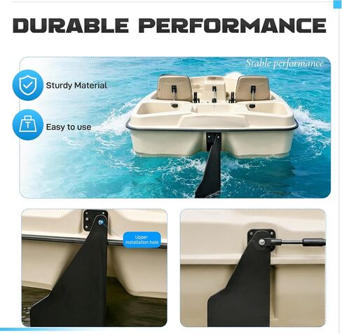ALMULOO قارب الدفة مجداف الدفة متوافق مع 2 مقاعد Sundolphin 2 3 4 5 مقاعد و 5 منزلق Pedalboats KL Industries Sea Hawk Pedalboat Rudder Kit أسود بلاستيك PE in Kuwait