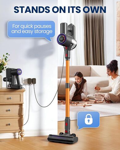 Cordless Vacuum Cleaner, 500W/45KPA/40Mins Lightweight Stick Vacuum for Home, LED Display and Green Headlights, 6-Stages Filtration, Self-Standing Vacuum for Hard Floor, Carpet in Kuwait