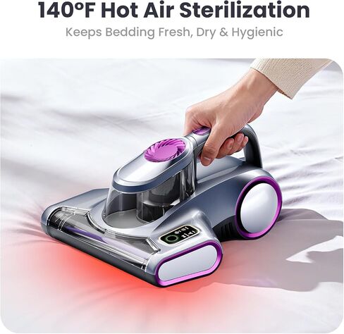 ezly Mattress Vacuum Cleaner with 18KPa Strong Suction, Mattress Cleaner for Bed, Sofa & Couch, HEPA Filter, UV-C Light, 48,000 RPM Deep Tapping, 140°F Heat Drying, Corded in Kuwait