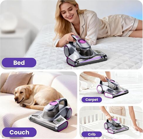 ezly Mattress Vacuum Cleaner with 18KPa Strong Suction, Mattress Cleaner for Bed, Sofa & Couch, HEPA Filter, UV-C Light, 48,000 RPM Deep Tapping, 140°F Heat Drying, Corded in Kuwait