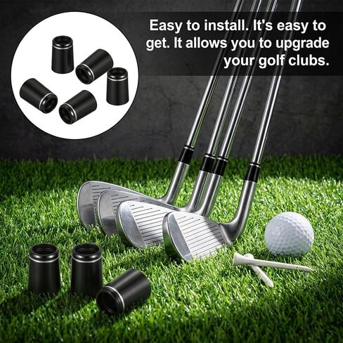 10PCS Golf Ferrules, Golfing Iron Ferrule Size .370 Black | Golf Club Ferrules Custom Black Iron Golfing Ferrule with Single Silver Ring for All Shaft in Kuwait