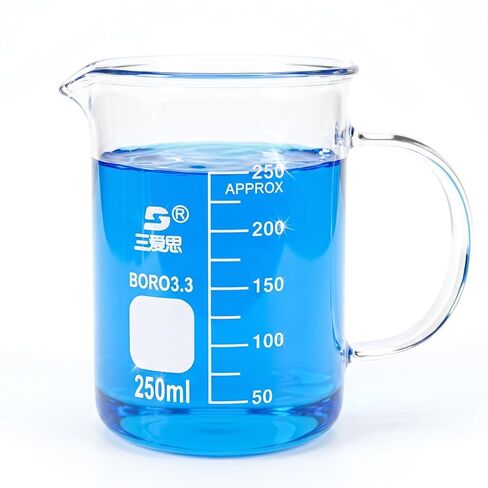 كوب قياس زجاجي TISMART بورو 3.3-250/500/1000 مل (4 قطع 250 مل) | مقاومة للتآكل، مضادة للأكسدة، حرارة للمختبر، التدريس، الحرف اليدوية، الطبخ، DIY، السائل، مختبر العلوم in Kuwait