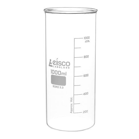 EISCO Tall Form Beaker Without Spout, 1000mL - Graduated - Borosilicate Glass - Berzelius Beakers in Kuwait