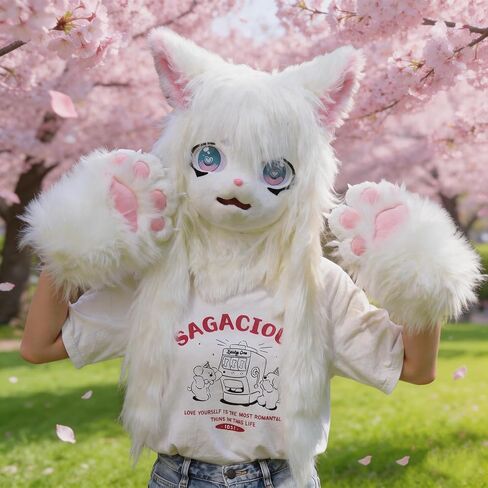 HugOutdoor لطيف الحيوان القط فروي Fursuit قناع رأس أفخم الكفوف مضحك هالوين حفلة تنكرية تأثيري حلي الملحقات in Kuwait