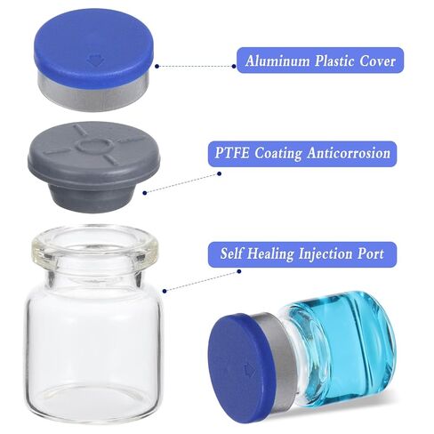 50 Pcs 3ml Sealed Sterile Vials with Self Healing Injection Port, Empty Vials with Plastic-Aluminum Flip Caps, Glass Empty Vials for Injection, Liquid Sample Storage Vial with Caps in Kuwait