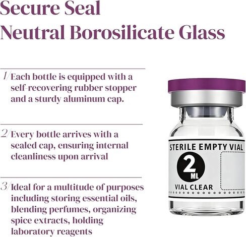 30 Pcs 2ml Empty Glass Vials with Sealed Caps & Labels, Multi-Purpose Bottles for Essential Oils, Perfumes, Spice Making, Craft Storage (Purple, 2ML) in Kuwait