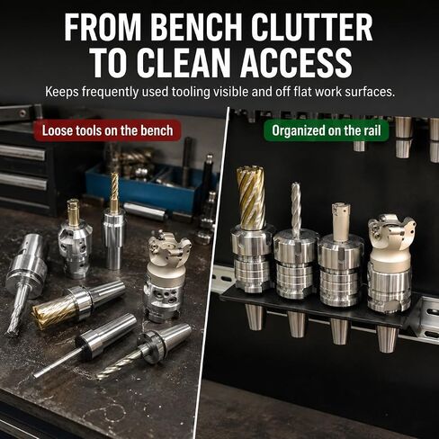 MT3 Tool Holder Compatible with DIN Rail Systems – Holds 4 Tapered Shanks | Chuck Organization Mount | Freestanding Rack for Lathe Mill Machine Work Areas in Kuwait