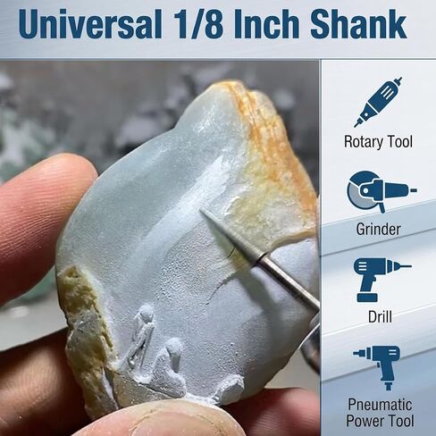 30 Pcs 1/8" Shank Diamond Burr, 3mm Cone Shape Diamond Mounted Stone Carving Set for Rotary Tools in Kuwait