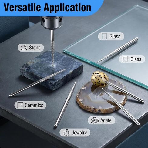 30 Pcs 1/8" Shank Diamond Burr, 3mm Cone Shape Diamond Mounted Stone Carving Set for Rotary Tools in Kuwait
