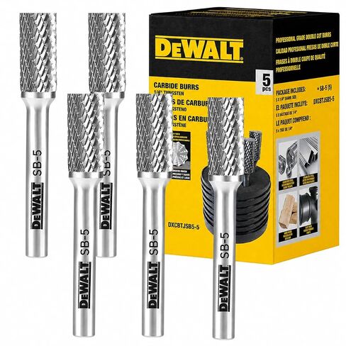 5 Pack DEWALT Tungsten Carbide Burr Size SB-5 with 1/4" Shank for Tough Metalworking (DXCBTJSB5-5) in Kuwait