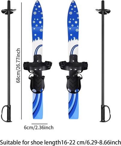 Ski Boards Snow Short Skis Ice Skate Children Snowblades with Ski Poles in Kuwait