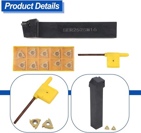 Ser2525m16 Indexable Threading Device Holder Set with 10pcs 16er Ag60 Carbide Inserts 25mm Shank Right Hand Lathe Bar Cnc Turning for Semi-finishing in Kuwait