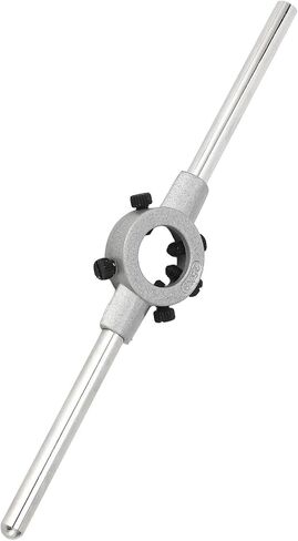 Fafeicy Round Die Wrench Round Threading Die Handle Alloy Steel Handle Wrench Holder Adjustable Opening with Non Slip Knurling for Manual Reamer Tap in Kuwait