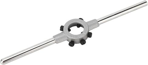 Fafeicy Round Die Wrench Round Threading Die Handle Alloy Steel Handle Wrench Holder Adjustable Opening with Non Slip Knurling for Manual Reamer Tap in Kuwait