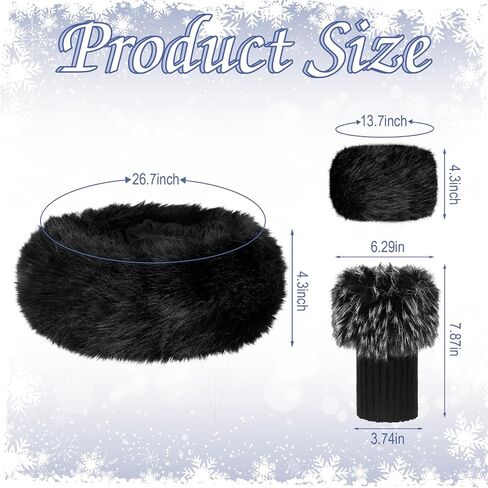 9 Pcs 3 Color Faux Fur Headband Set with Furry Leg Warmers Winter Fuzzy Wrist Cuff for Women in Saudi Arabia
