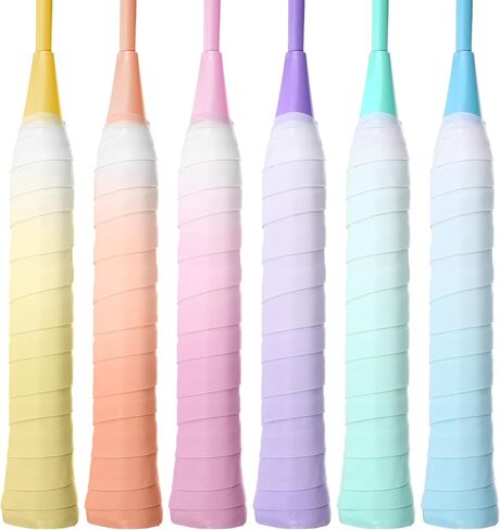 6 Pack Tennis Wrap Grip Tape, Tacky Anti-Slip Tennis Racket Tape, Gradient Colour Badminton Racket Overgrip for Pickleball, Golf, Baseball in Kuwait