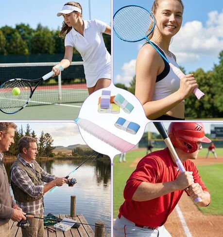 6 Pack Tennis Wrap Grip Tape, Tacky Anti-Slip Tennis Racket Tape, Gradient Colour Badminton Racket Overgrip for Pickleball, Golf, Baseball in Kuwait