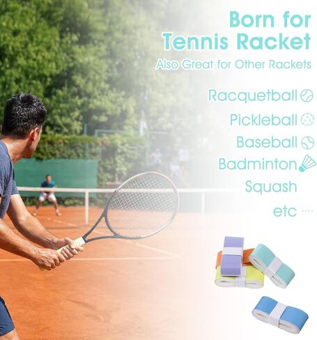 6 Pack Tennis Wrap Grip Tape, Tacky Anti-Slip Tennis Racket Tape, Gradient Colour Badminton Racket Overgrip for Pickleball, Golf, Baseball in Kuwait