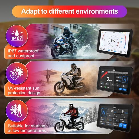 Wireless CarPlay for Motorcycle, 7 Inch Portable Waterproof Touchscreen with Apple Carplay and Android Auto, Bluetooth/Voice Control, Support Siri and Google Assistant in Saudi Arabia