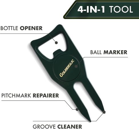 Shanker Golf - Hip Flask & Divot Tool Golf Gift Set - Golfaholic Hip Flask & 4-in-1 Divot Tool Set - Funny Golf Gifts for Men - Ball Marker, Groove Cleaner & Bottle Opener in Kuwait