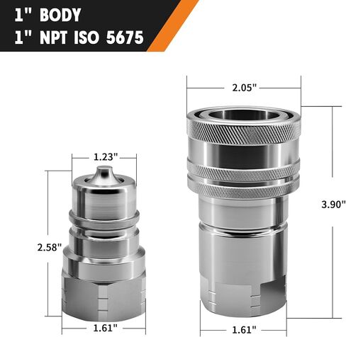1" ISO Body X 1" NPT Hydraulic Face Quick Coupler Skid Steer Cartridge Manifold, ISO 7241-A Standard flat face couplers in Kuwait