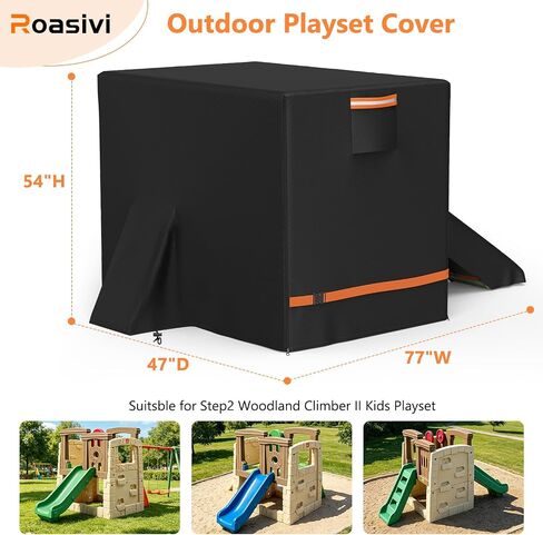غطاء ملعب مقاوم للماء عالي التحمل لمجموعة لعب Woodland Climber II مع جدار منزلق وتسلق، حماية من جميع الأحوال الجوية لمجموعة اللعب في الهواء الطلق، غطاء ملعب خارجي 47 بوصة عمق × 77 بوصة عرض × 54 بوصة ارتفاع أسود in Kuwait