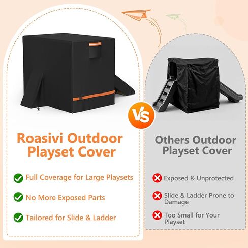 غطاء ملعب مقاوم للماء عالي التحمل لمجموعة لعب Woodland Climber II مع جدار منزلق وتسلق، حماية من جميع الأحوال الجوية لمجموعة اللعب في الهواء الطلق، غطاء ملعب خارجي 47 بوصة عمق × 77 بوصة عرض × 54 بوصة ارتفاع أسود in Kuwait