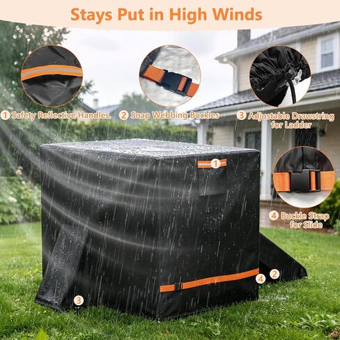 غطاء ملعب مقاوم للماء عالي التحمل لمجموعة لعب Woodland Climber II مع جدار منزلق وتسلق، حماية من جميع الأحوال الجوية لمجموعة اللعب في الهواء الطلق، غطاء ملعب خارجي 47 بوصة عمق × 77 بوصة عرض × 54 بوصة ارتفاع أسود in Kuwait