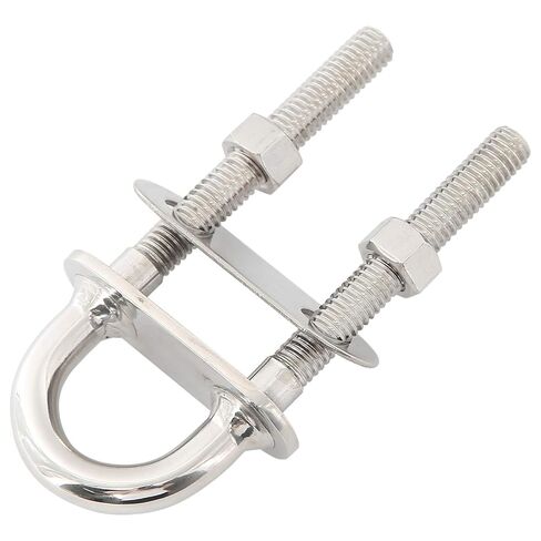 NovelBee 2-Pack 3/8" Stock Stainless Steel Stern Bow Eye U Bolt with Welding Plate,Washer and Hex Nuts (Overall Length:4-1/2") in Kuwait