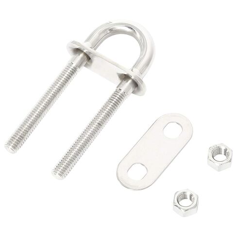 NovelBee 2-Pack 3/8" Stock Stainless Steel Stern Bow Eye U Bolt with Welding Plate,Washer and Hex Nuts (Overall Length:4-1/2") in Kuwait