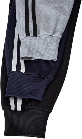 Nivne Tco طفل بنين 3-حزمة Sweatpants مجموعة عارضة الجانب مخطط مرونة الخصر فضفاضة المجهزة صالة الحريم السراويل in Kuwait