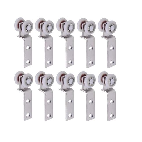 10Pcs Bend Pipe Metal Bearing Pulley Block with Two Plastic Wheel for Sliding Door Window Cabinet in Kuwait