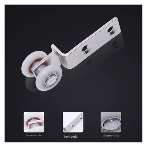 10Pcs Bend Pipe Metal Bearing Pulley Block with Two Plastic Wheel for Sliding Door Window Cabinet in Kuwait