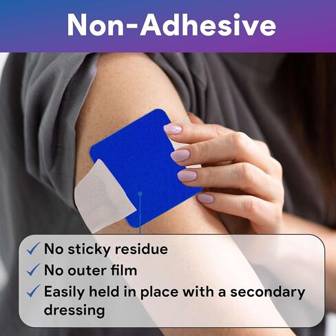 Blue Foam Dressings, 4"x4" - 10 Absorbent Foam Dressings with Antimicrobial Ingredients - Good for Moderate to Heavy Exudate Wounds - Works for Ulcers, Burns, Post-Op, Lacerations, Abrasions, and More in Kuwait