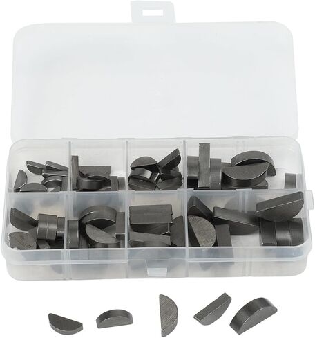 80pcs Half Moon Keys Metric Keyway and Key Stock Set with Carbon Steel Construction for Shaft and Crank Repair Precision Sizes in Organized PP Storage Box in Kuwait