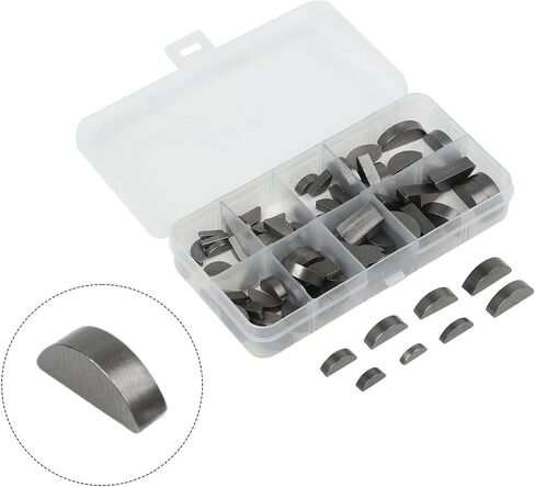 80pcs Half Moon Keys Metric Keyway and Key Stock Set with Carbon Steel Construction for Shaft and Crank Repair Precision Sizes in Organized PP Storage Box in Kuwait