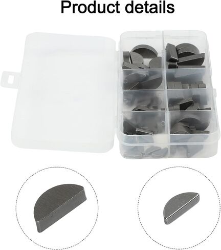 80pcs Half Moon Keys Metric Keyway and Key Stock Set with Carbon Steel Construction for Shaft and Crank Repair Precision Sizes in Organized PP Storage Box in Kuwait