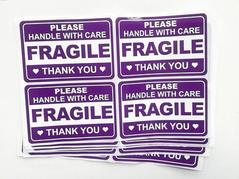 2"x3" 200 PCS Purple Fragile Stickers for Shipping in Kuwait