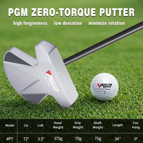 نادي الجولف PGM Zero Torque Putter للرجال والنساء يستخدم اليد اليمنى، تسامح عالٍ وانحراف منخفض وجهًا متوازنًا من مربع إلى مربع in Kuwait