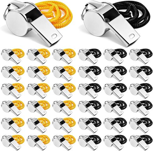 96 Pcs Stainless Steel Coach Whistle, Metal Whistles for Adults with Lanyard Loud Clear Sound for Coaches Referees Sports Training Emergency Kits in Kuwait