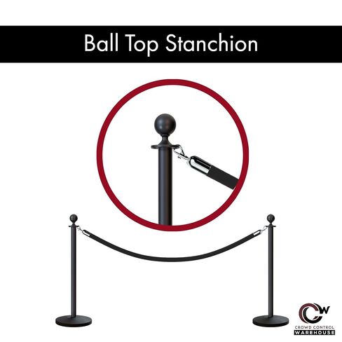 مجموعة Montour Line Cline Post and Rope Stanchion - تصميم أسود أنيق مع قاعدة مائلة وقمة كروية - تتضمن (2) أعمدة in Kuwait