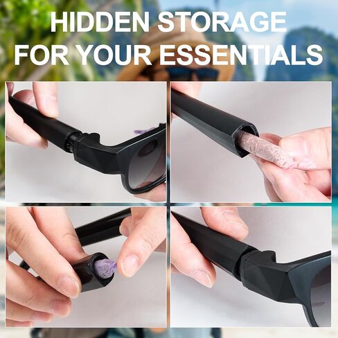 Sunglasses with Hidden Storage Tube Creative Conical Tube Multifunctional Black in Kuwait