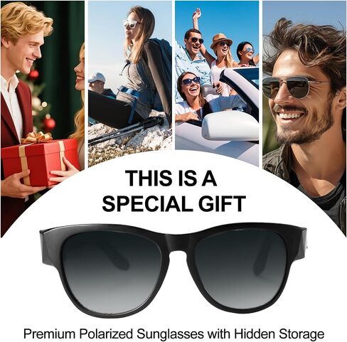 Sunglasses with Hidden Storage Tube Creative Conical Tube Multifunctional Black in Kuwait