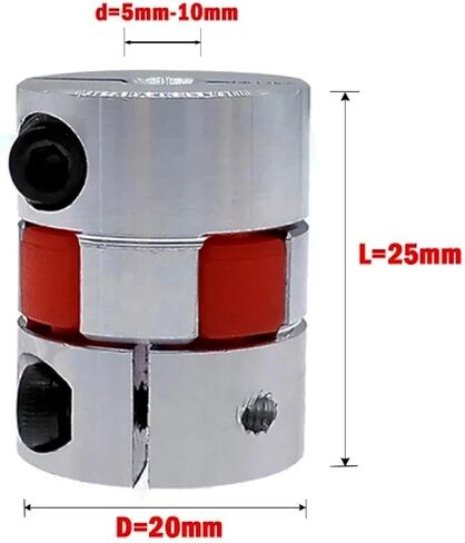 D20L25 coupler aluminum plum flexible shaft BW coupling motor connector solid rubber pad 5/6/6.35/8/10mm (6.35X6.35) in Kuwait
