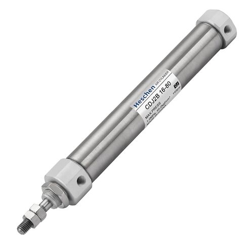 أسطوانة هوائية رفيعة من الفولاذ المقاوم للصدأ من Heschen، CDJ2B 16-35، منفذ M5، تجويف 16 مم، شوط 25 مم، قضيب فردي مزدوج الفعل in Kuwait
