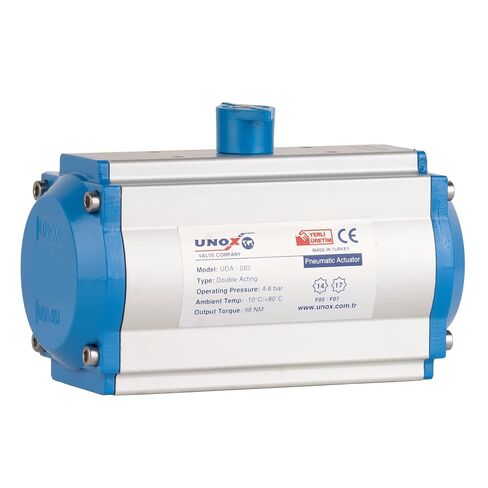 Unox Double Acting Pneumatic Actuator Precision Control Pneumatic Air Cylinder for Aluminium Piston Valves, Easy Installation, Dampersthat are Closed & Opened with 90° or 120° Degree Rotation, UDA 052 in Kuwait