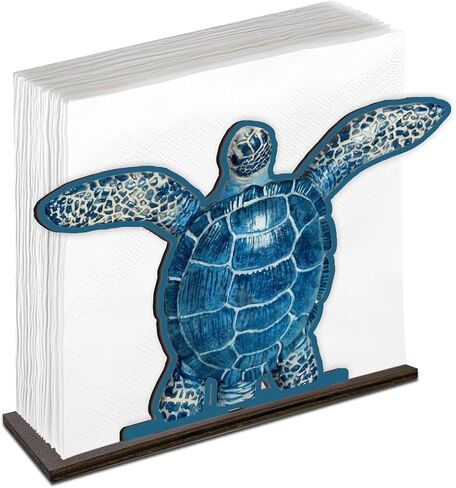Sea Turtle Napkin Holder for Table - Wooden Coastal Decor - Ocean Theme Tissue Holder for Kitchen Dining Room Restaurant Tissue Dispenser in Saudi Arabia