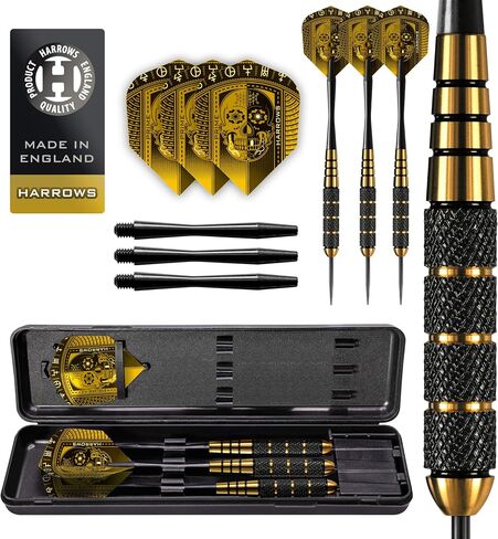 Harrows Voodoo Black Hex Steel Tip Darts Set 18g, 20g, 22g, & 24g - Professional Darts Set - Includes Speedline Shafts, Silver Flights & Travel Case in Saudi Arabia