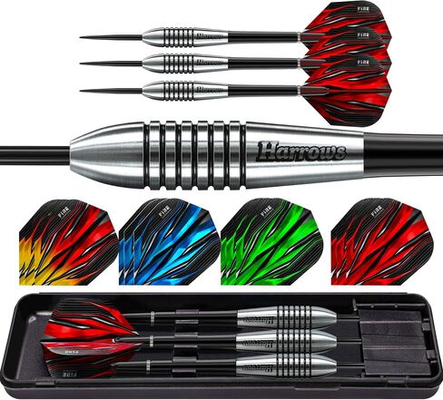 Harrows Fire Bomber Tungsten Steel Tip Darts Set I 23g 25g 27g Available I Huge 20pcs Bundle with Spare Fire Flights- 23g in Saudi Arabia